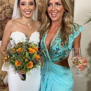 Elegant Aqua Embellished Dress